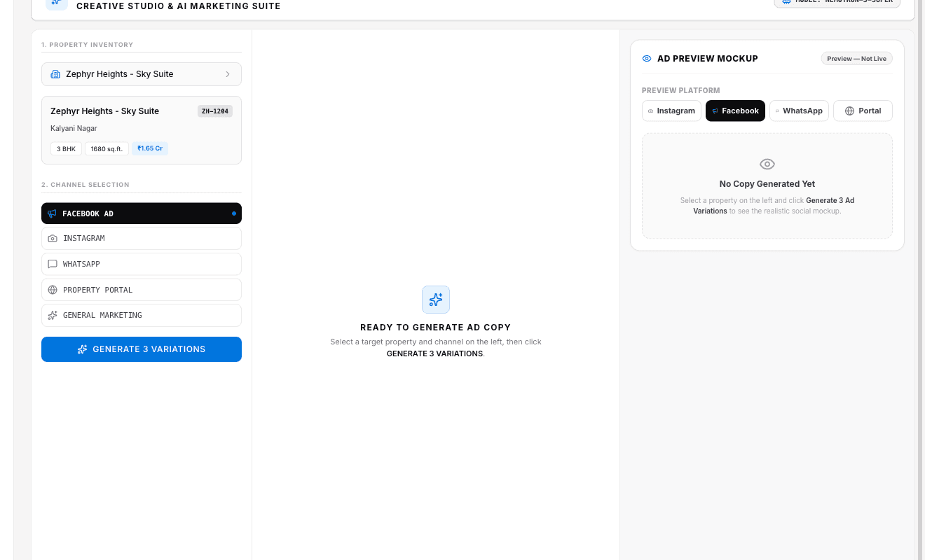 BigDeal AI creative studio generating ad copy and brochures